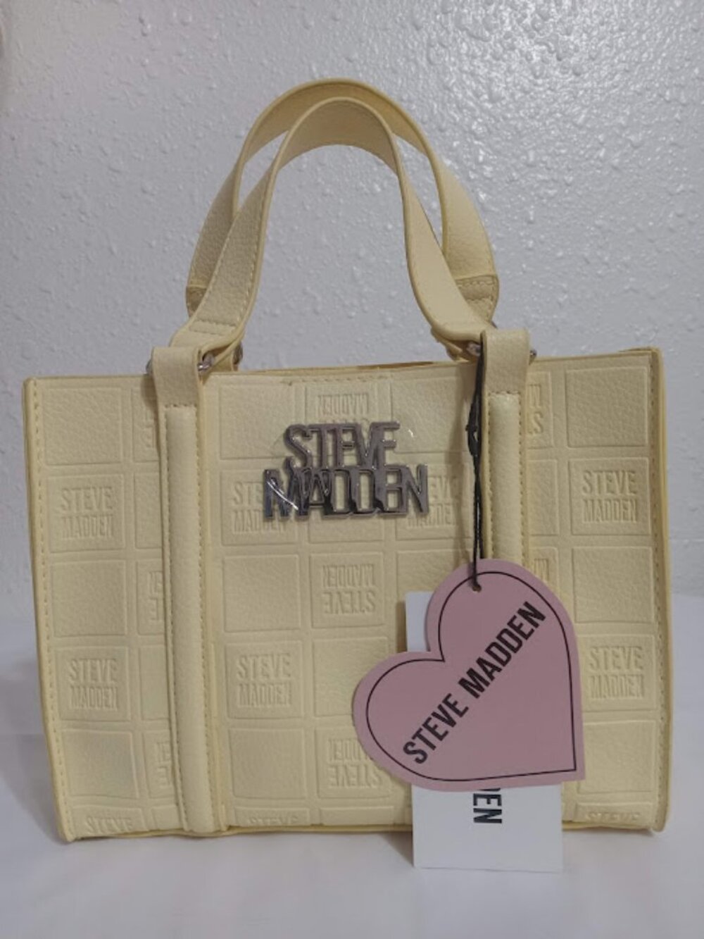 Steve Madden Pale Yellow Structured Mini Tote